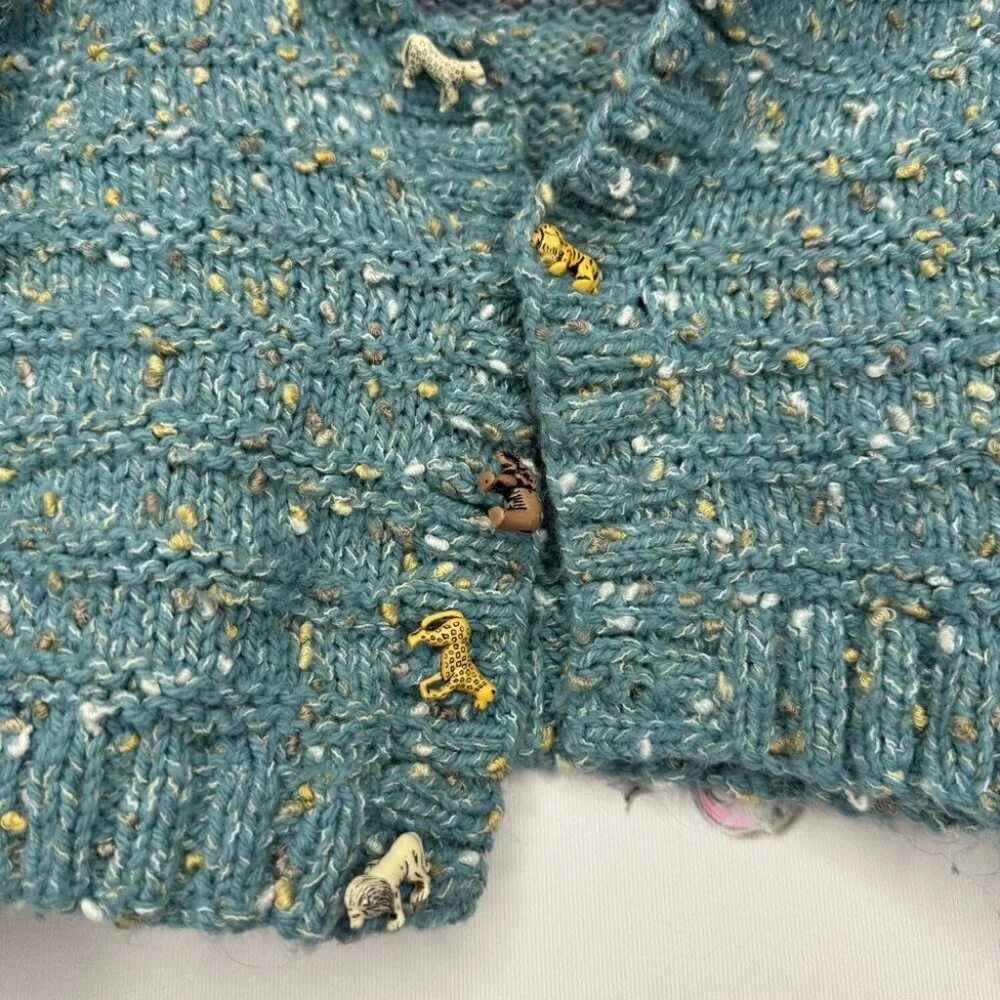 Animal button sweater crochet knitted cheetah elephant tiger leopard buttons
